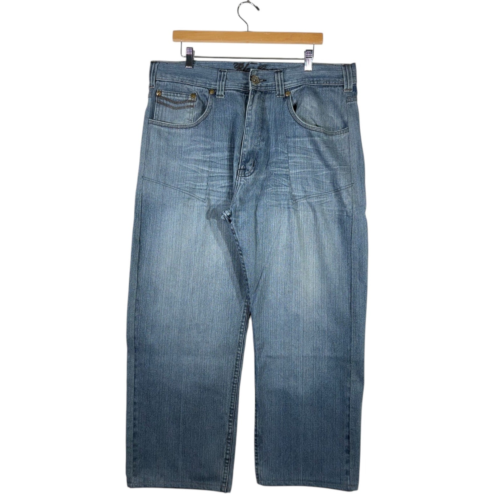 Vintage Blue Gear Wide Leg Denim Jeans 38 x 26