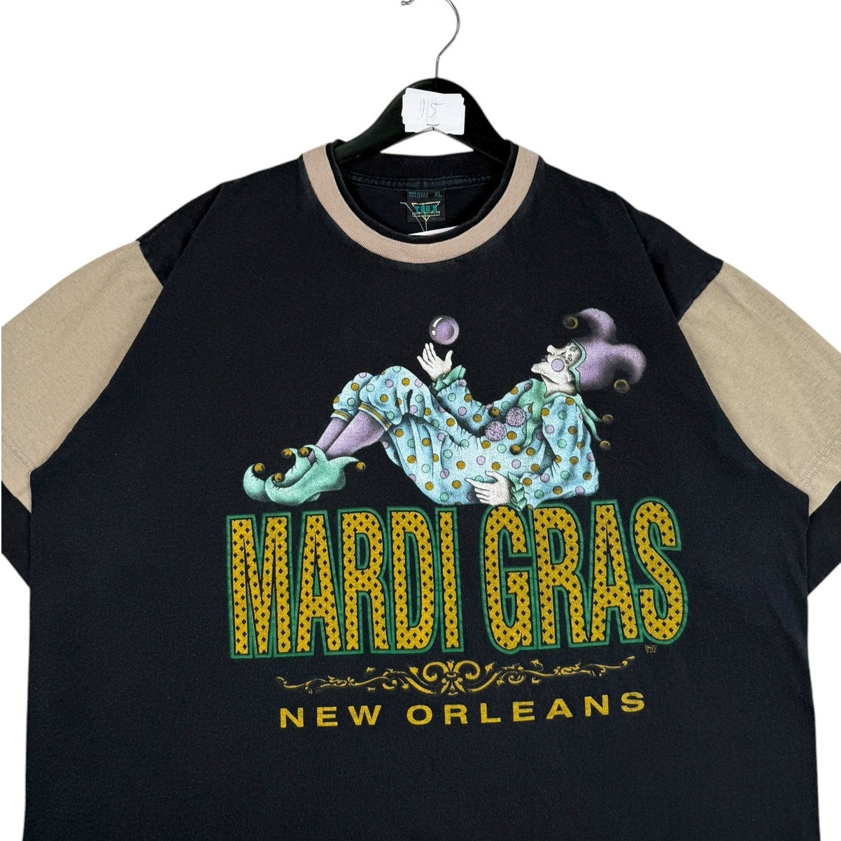 Vintage Mardi Gras Two-Tone Jester Graphic T-Shirt
