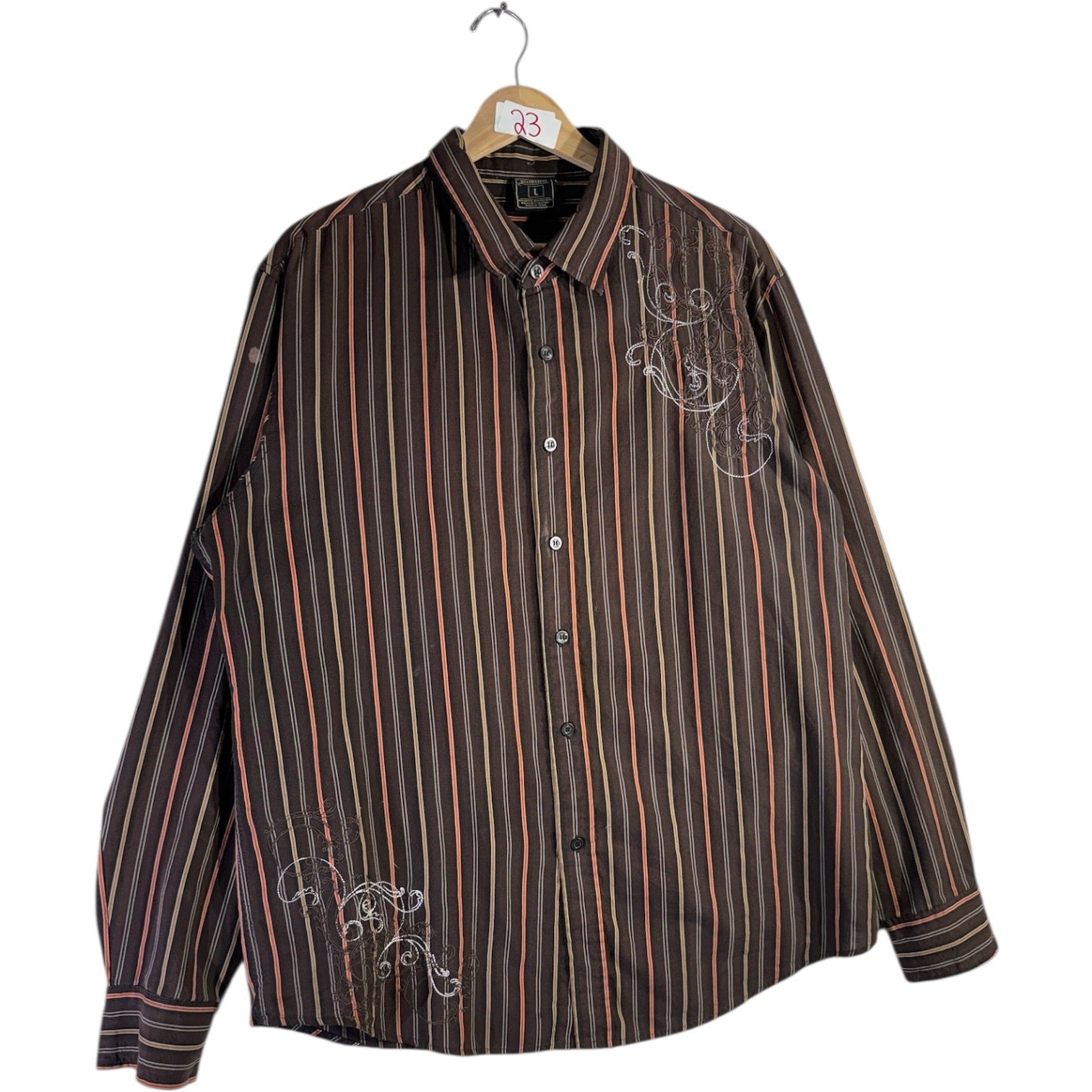 Vintage Irreverent Striped Button Up Long Sleeve Shirt