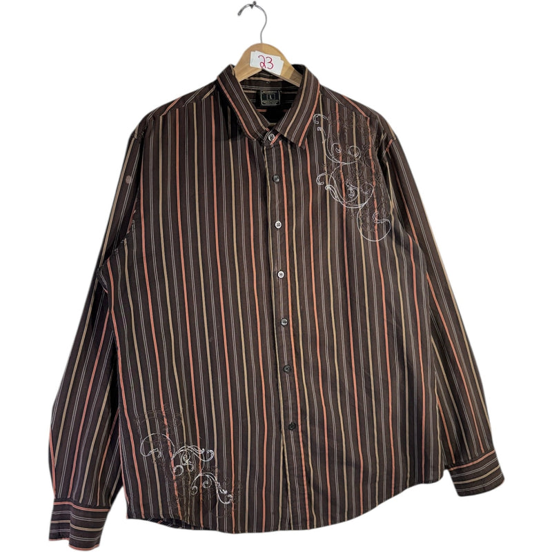 Vintage Irreverent Striped Button Up Long Sleeve Shirt