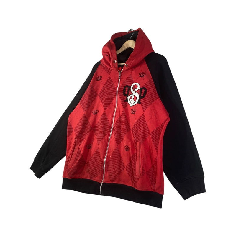 Vintage GSP Argyle Pattern Full Zip Hoodie