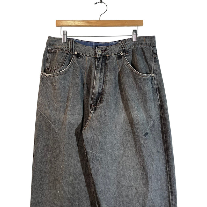 Vintage Phat Farm Embroidered Wide Leg Denim Jeans 36x33