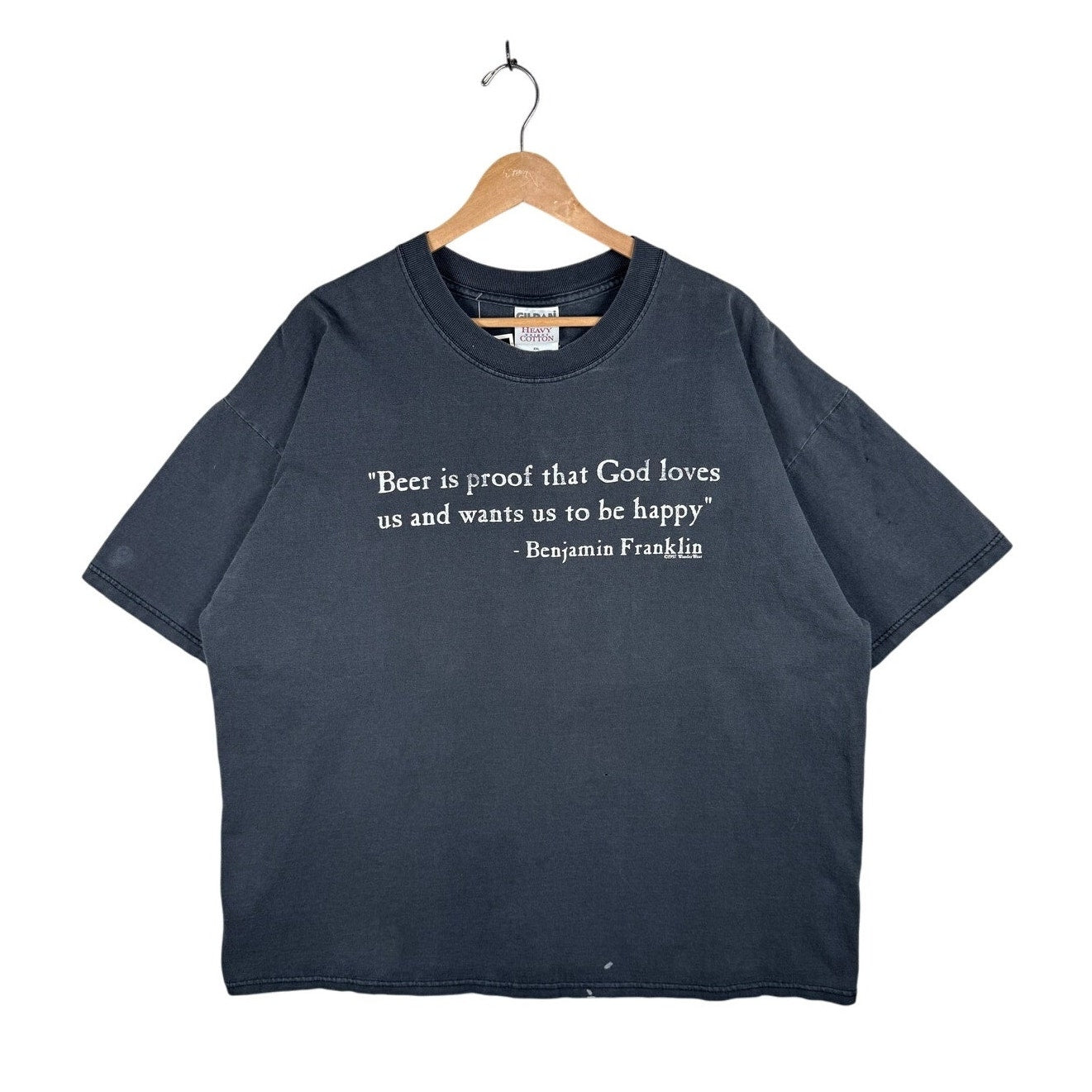 Vintage Benjamin Franklin Beer Quote T-Shirt