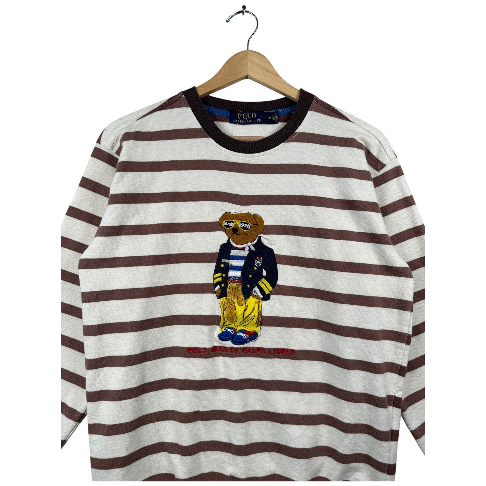Vintage Polo Ralph Lauren Striped Bear Embroidered Crewneck