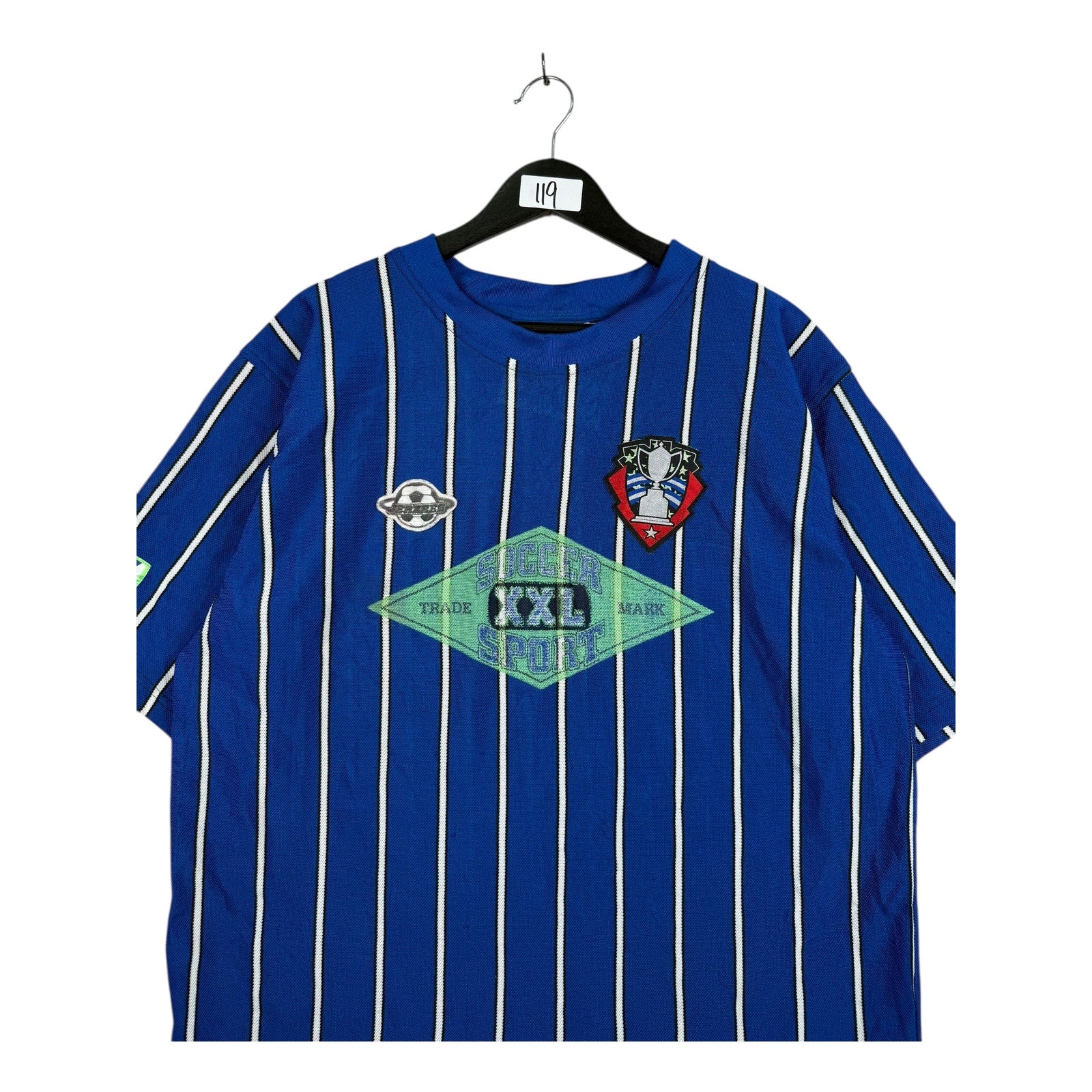 Vintage Jerzees Sport Soccer Athletic Striped T-Shirt