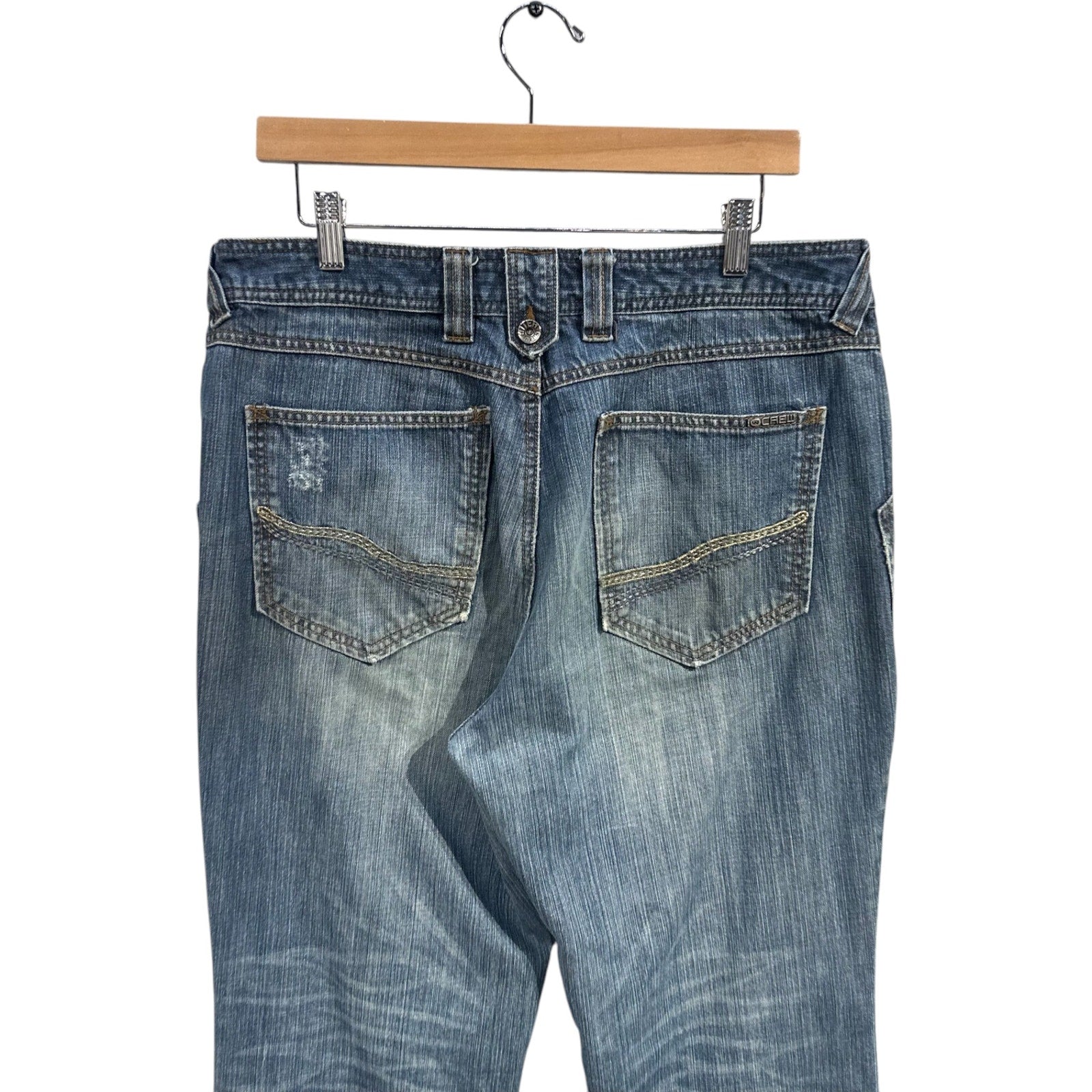 Vintage Distressed Faded Straight Leg Denim Jeans 35 x 31