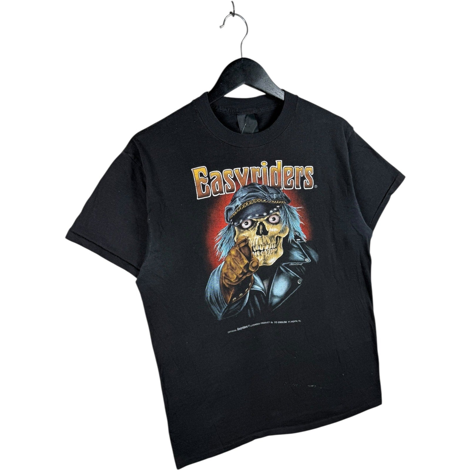 Vintage 3D Emblem Easyriders Rodeo Skull Graphic T-Shirt