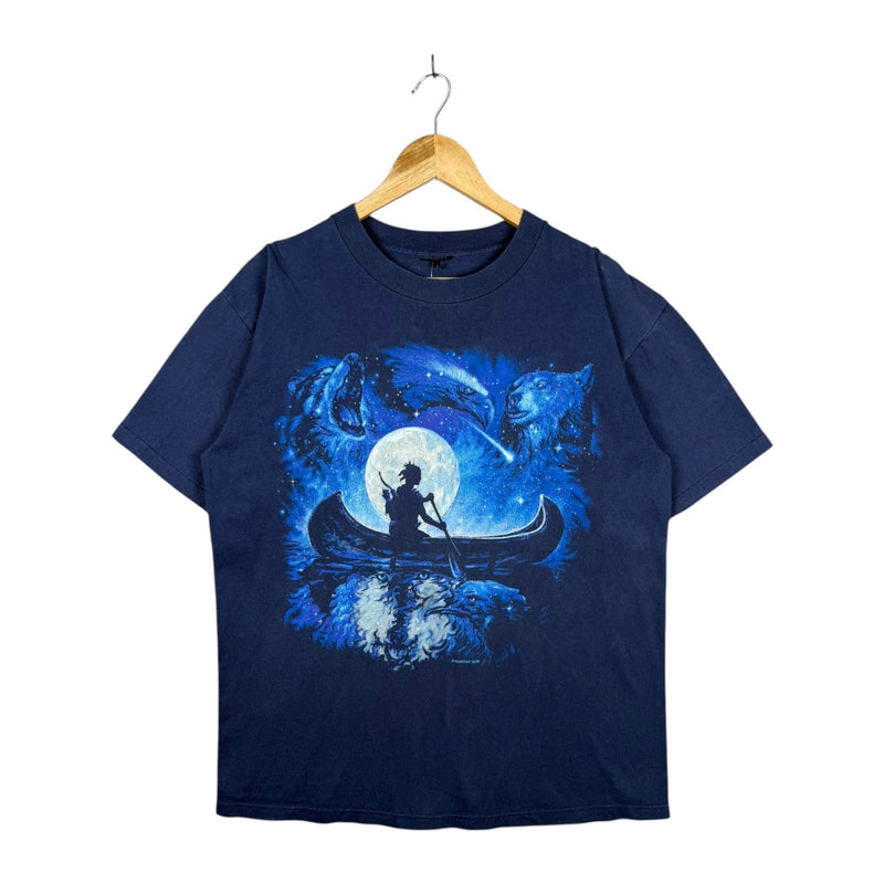 Vintage Spirit Animal Canoe Moon Graphic T-Shirt