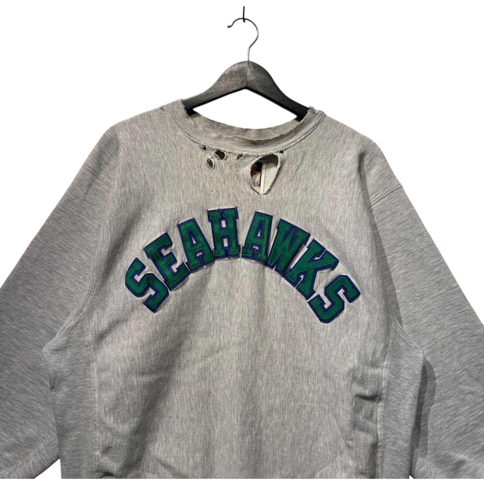 Vintage Champion Seattle Seahawks Arch Spellout NFL Crewneck