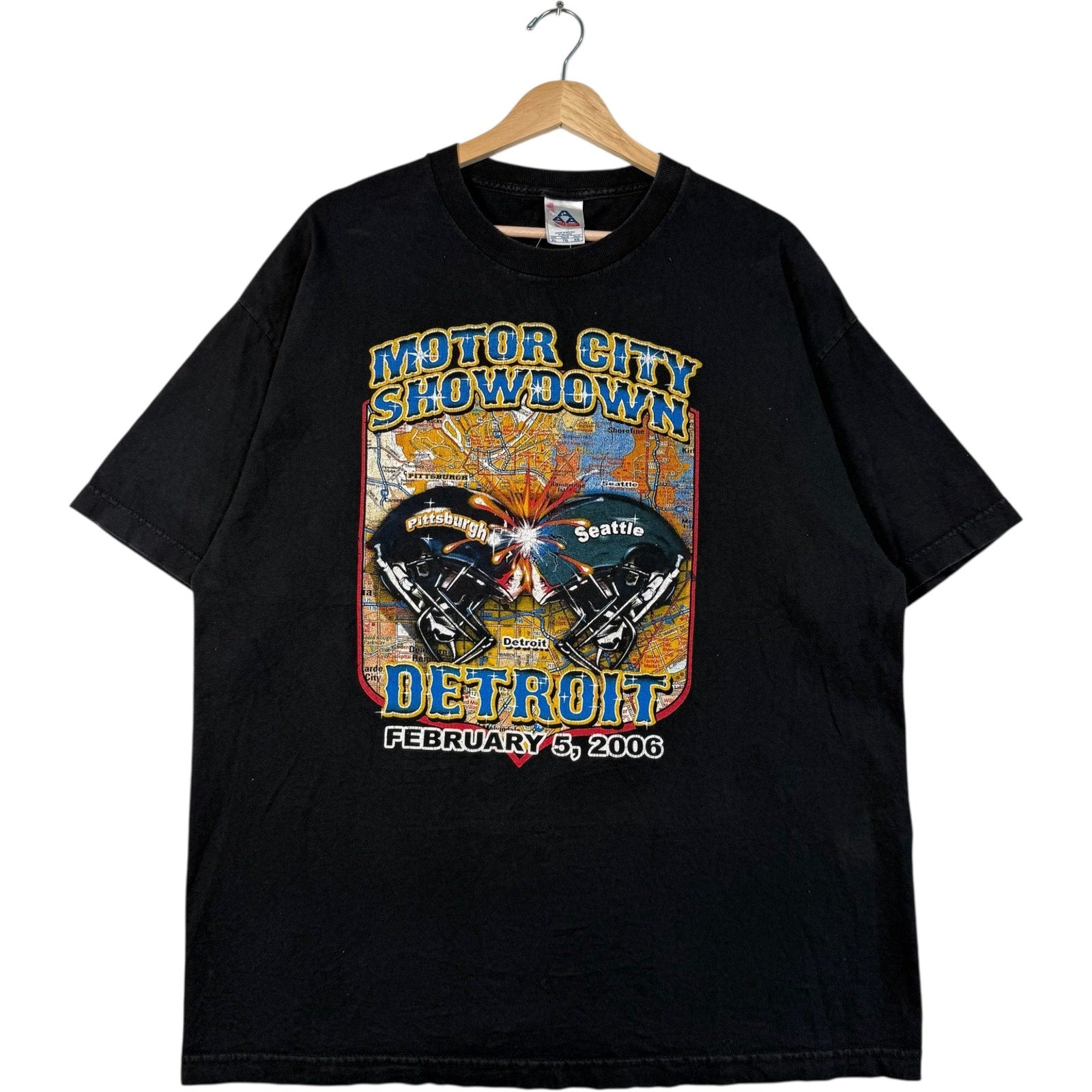 Vintage Motor City Showdown Seahawks VS Steelers NFL Tee