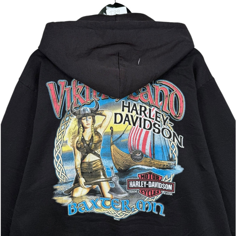 Vintage Harley Davidson Viking Land Baxter Graphic Hoodie