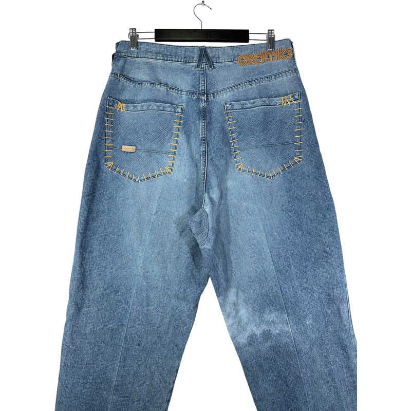 Vintage Straight Leg Contrast Stitch Denim Jeans 35