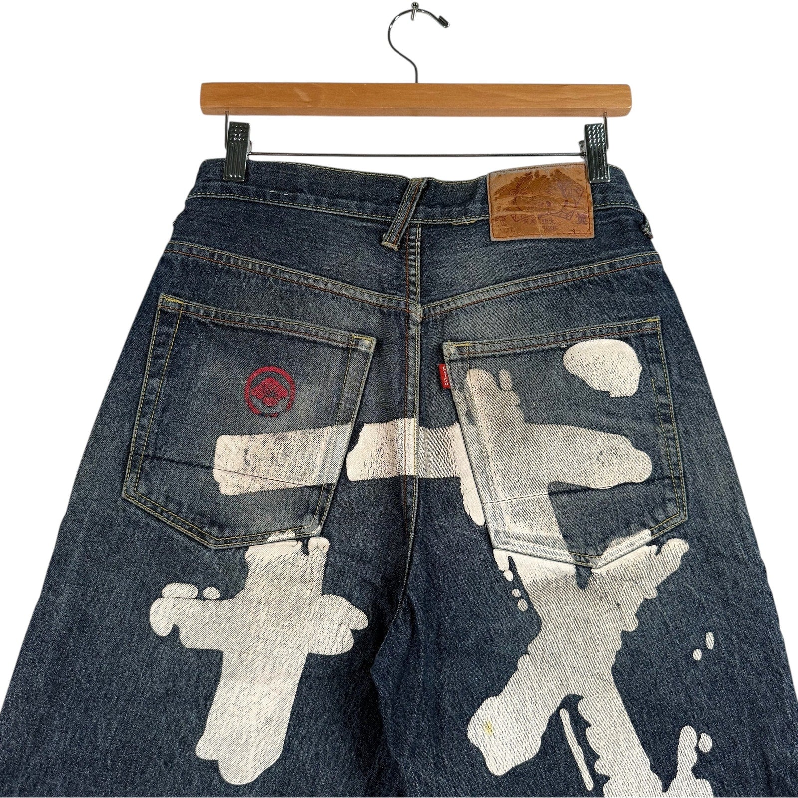 Y2K Evisu Paint Denim Shorts 30