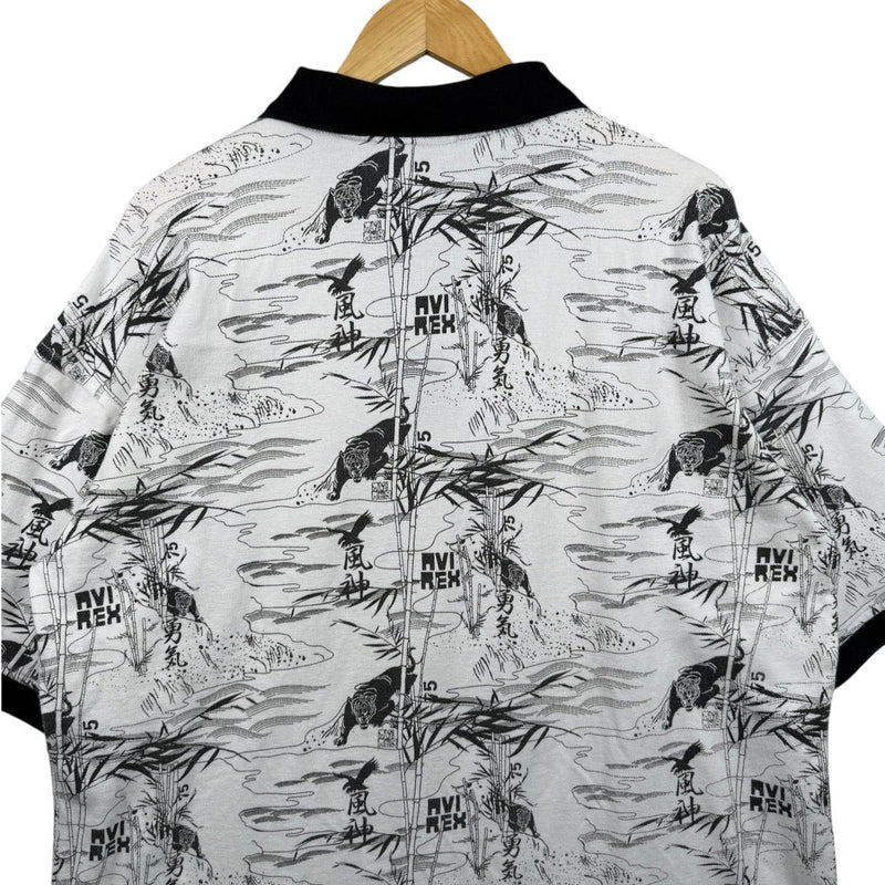 Vintage Avirex Japanese Graphic Short Sleeve Polo Shirt