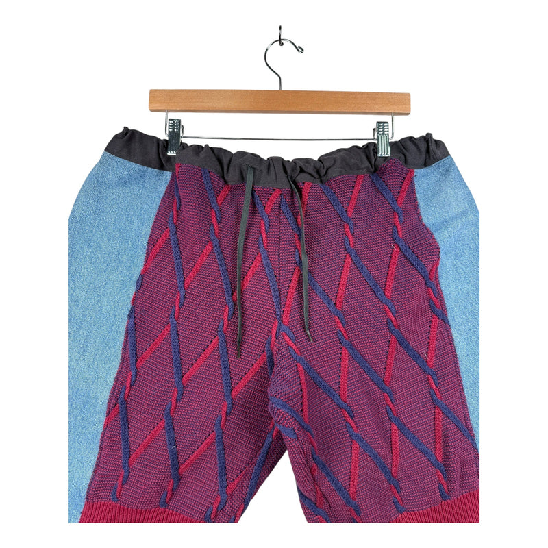 Vintage Mixed Media Drawcord Denim Shorts 41