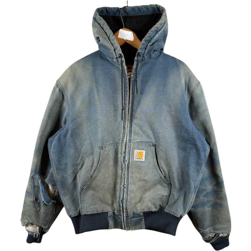 Vintage Carhartt Distressed Full Zip Hooded Workwear Jacket