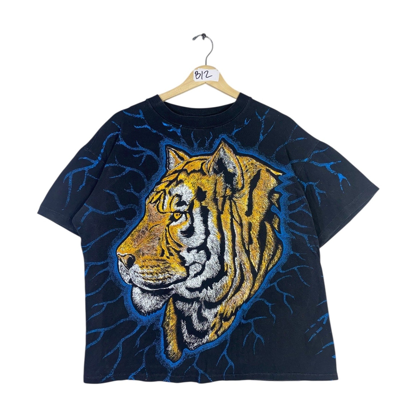 Vintage Tiger Head Big Print Graphic T-Shirt
