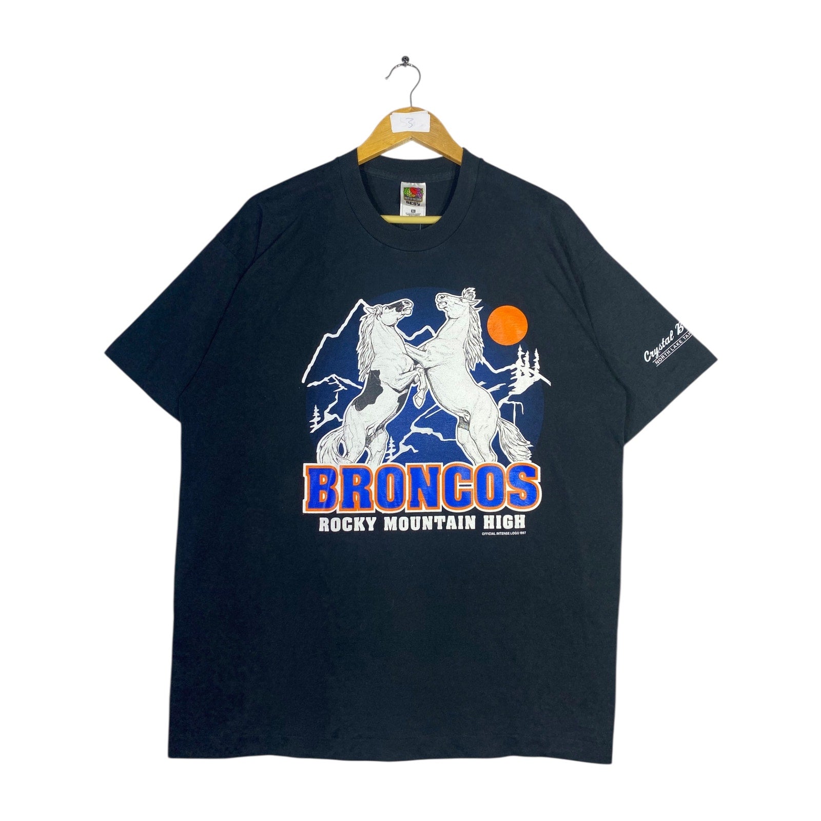 Vintage Broncos Rocky Mountain High Horses Graphic T-Shirt