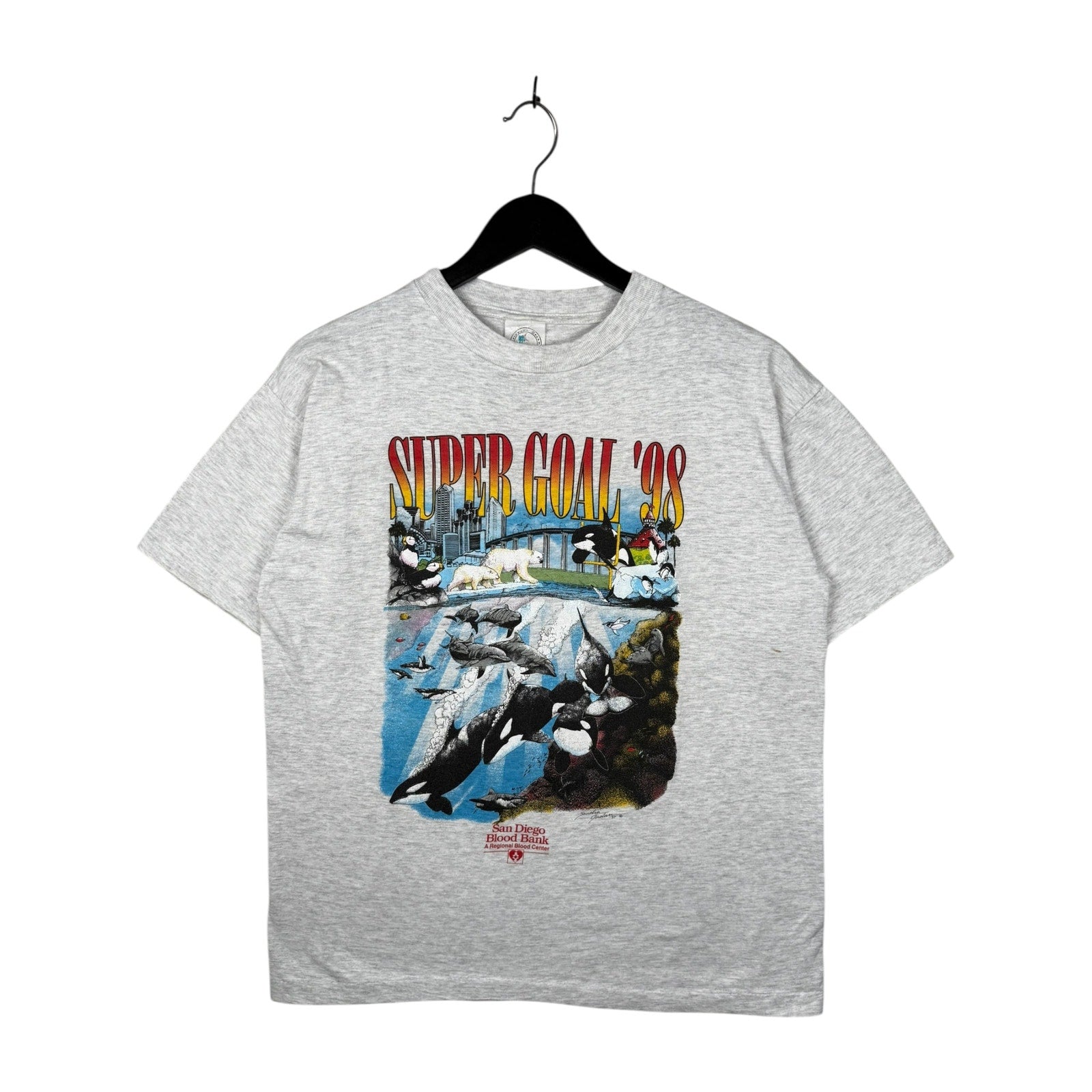 Vintage Super Goal San Diego Blood Bank Orca T-Shirt