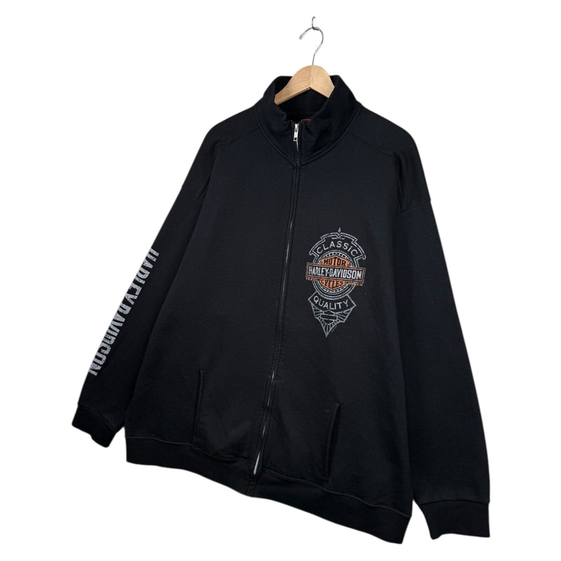 Vintage Harley Davidson Logo Eagle Graphic Full Zip Sweatshirt