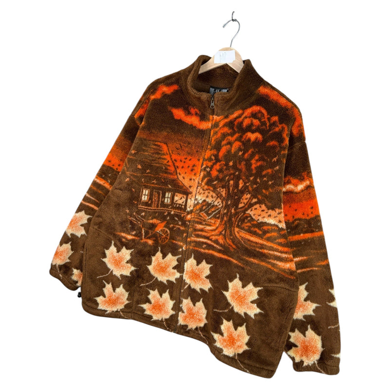 Vintage Maple Leaf Autumn Full Zip Fleece
