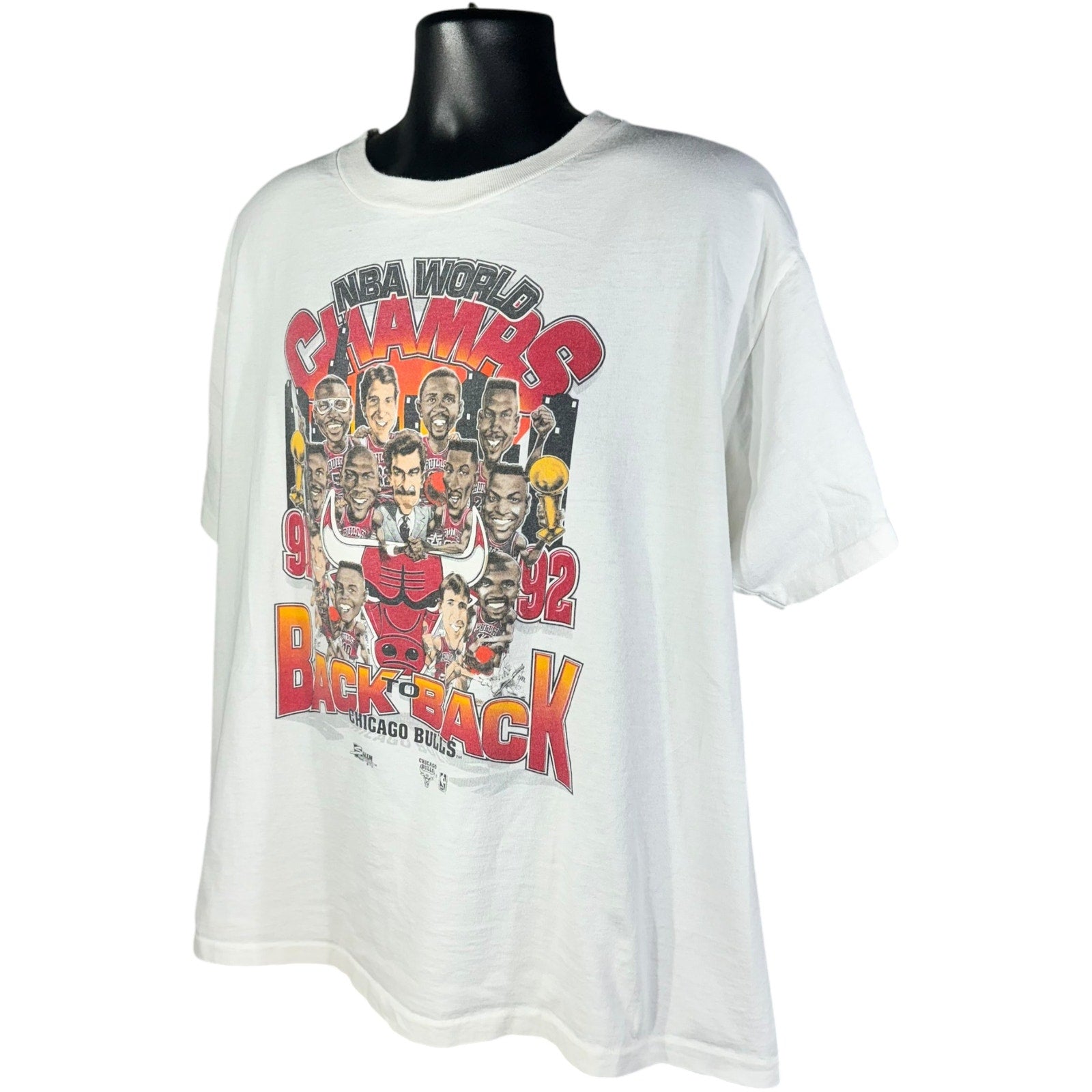 Vintage Chicago Bulls Back to Back World Champions Caricature Tee 90s