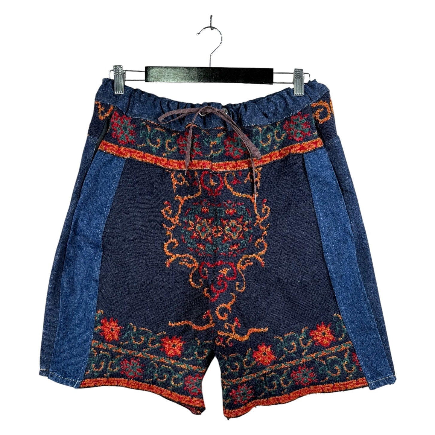 Vintage Tapestry Embroidered Patchwork Denim Shorts 34.5