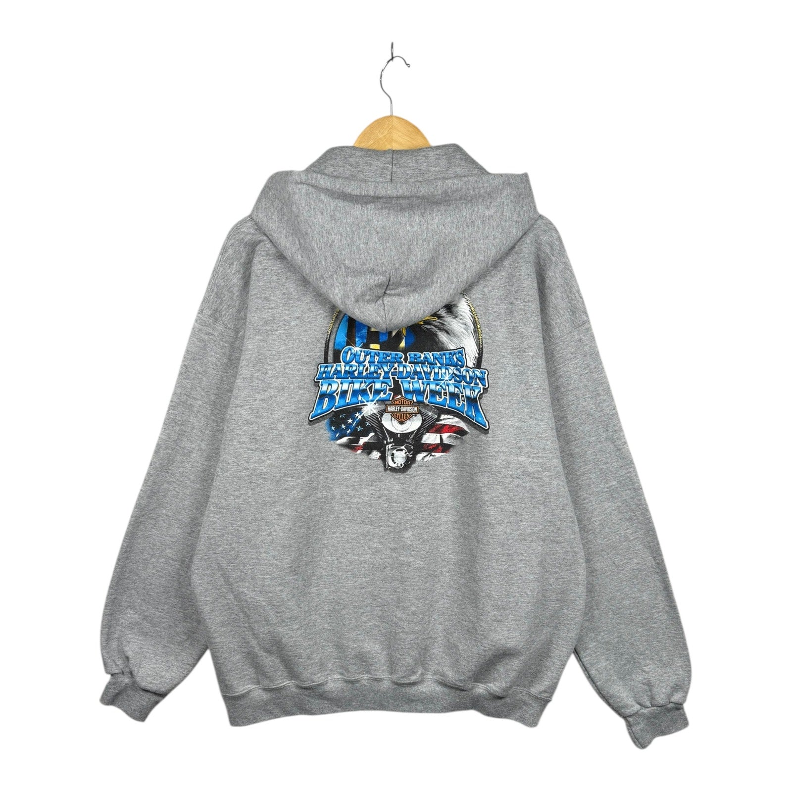 Vintage Harley Davidson Outer Banks Bike Graphic Hoodie