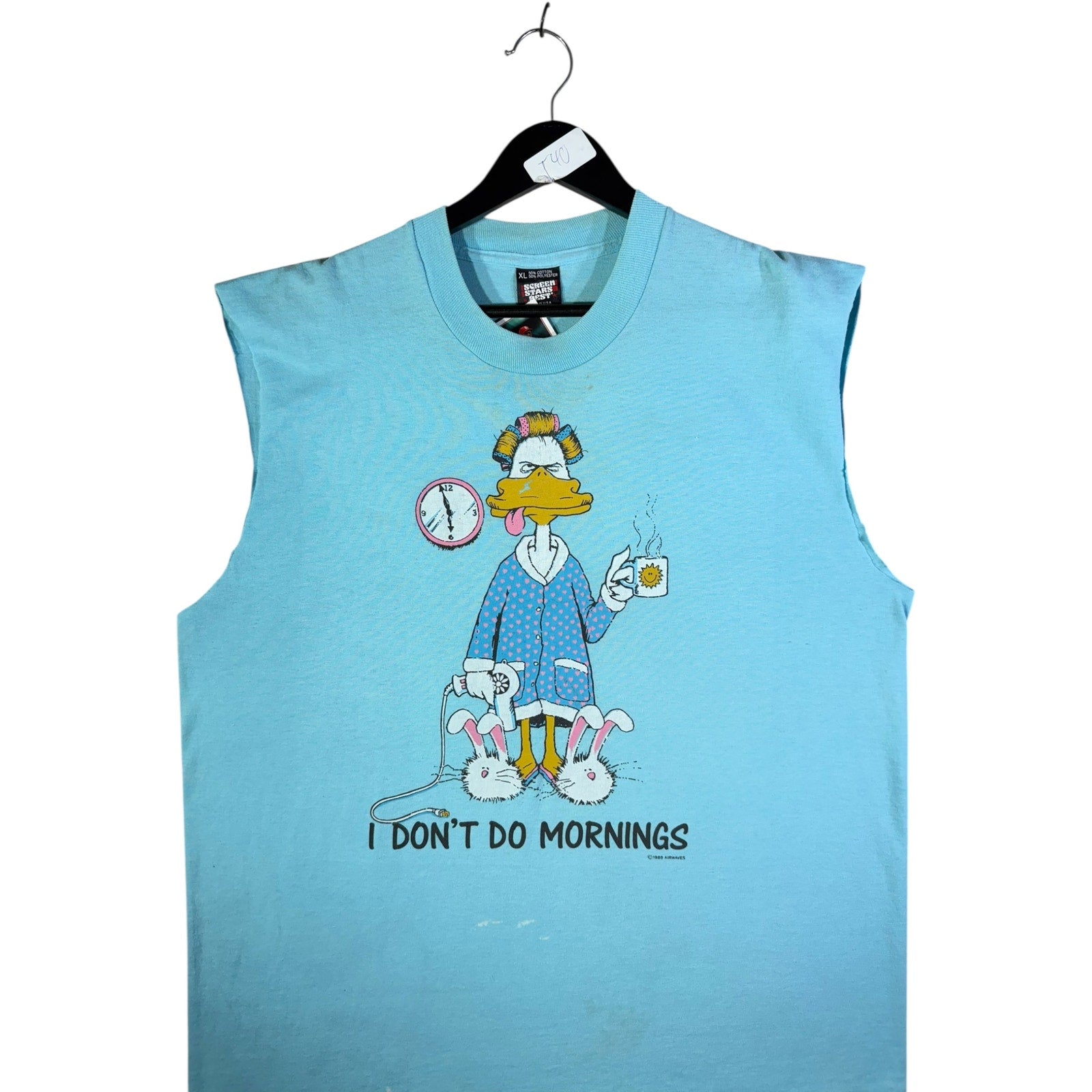 Vintage Screen Stars "Don't Do Mornings" Duck Cartoon Tank Top
