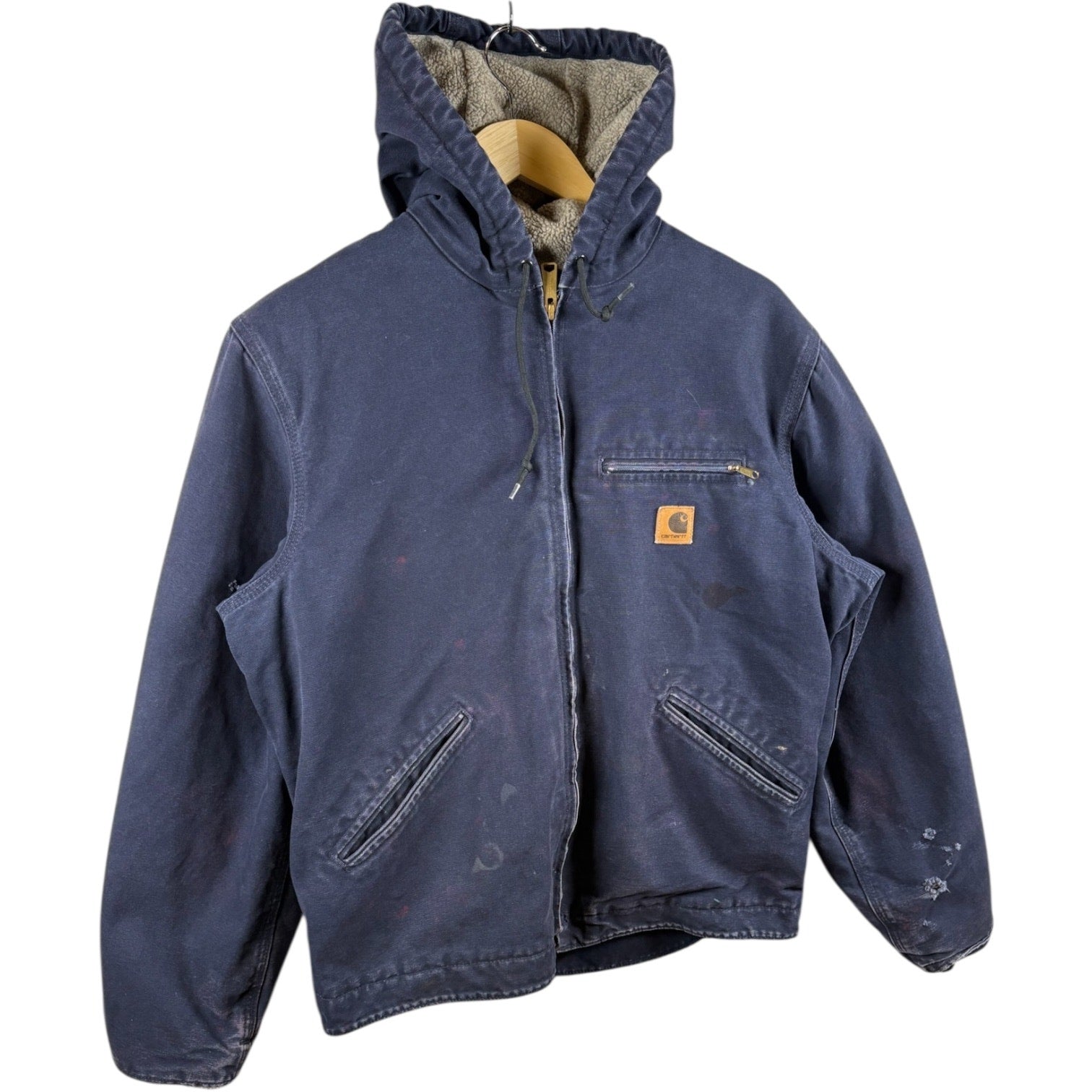 Vintage Carhartt Sherpa Lined Full Zip Hooded Workwear Jacket