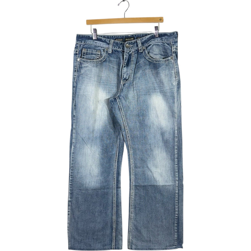 Y2K Helix Emboridered Wide Leg Denim Jeans 36x32