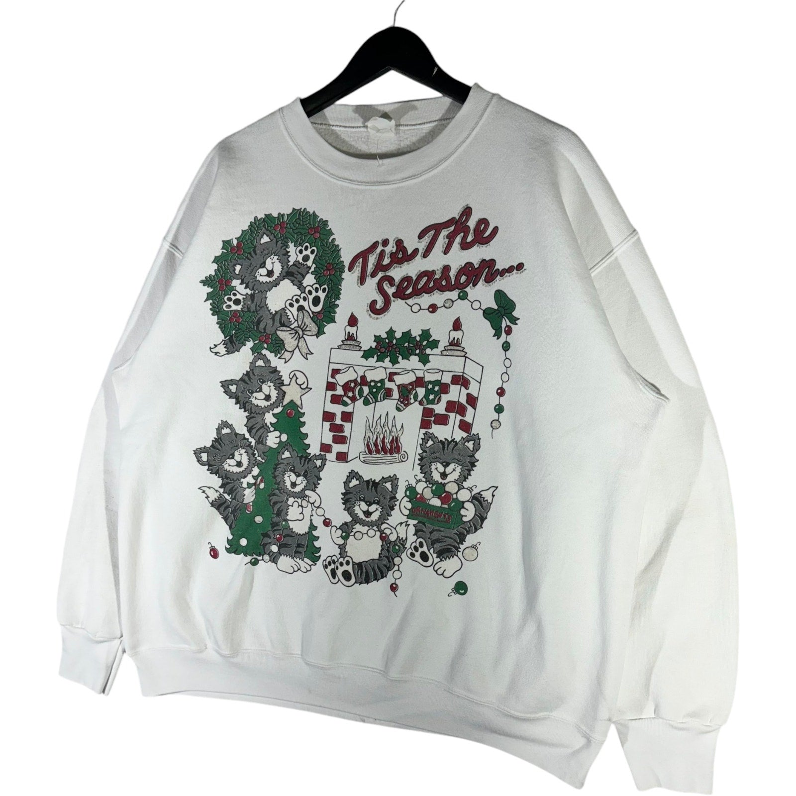 Vintage "Tis The Season" Christmas Cats Crewneck