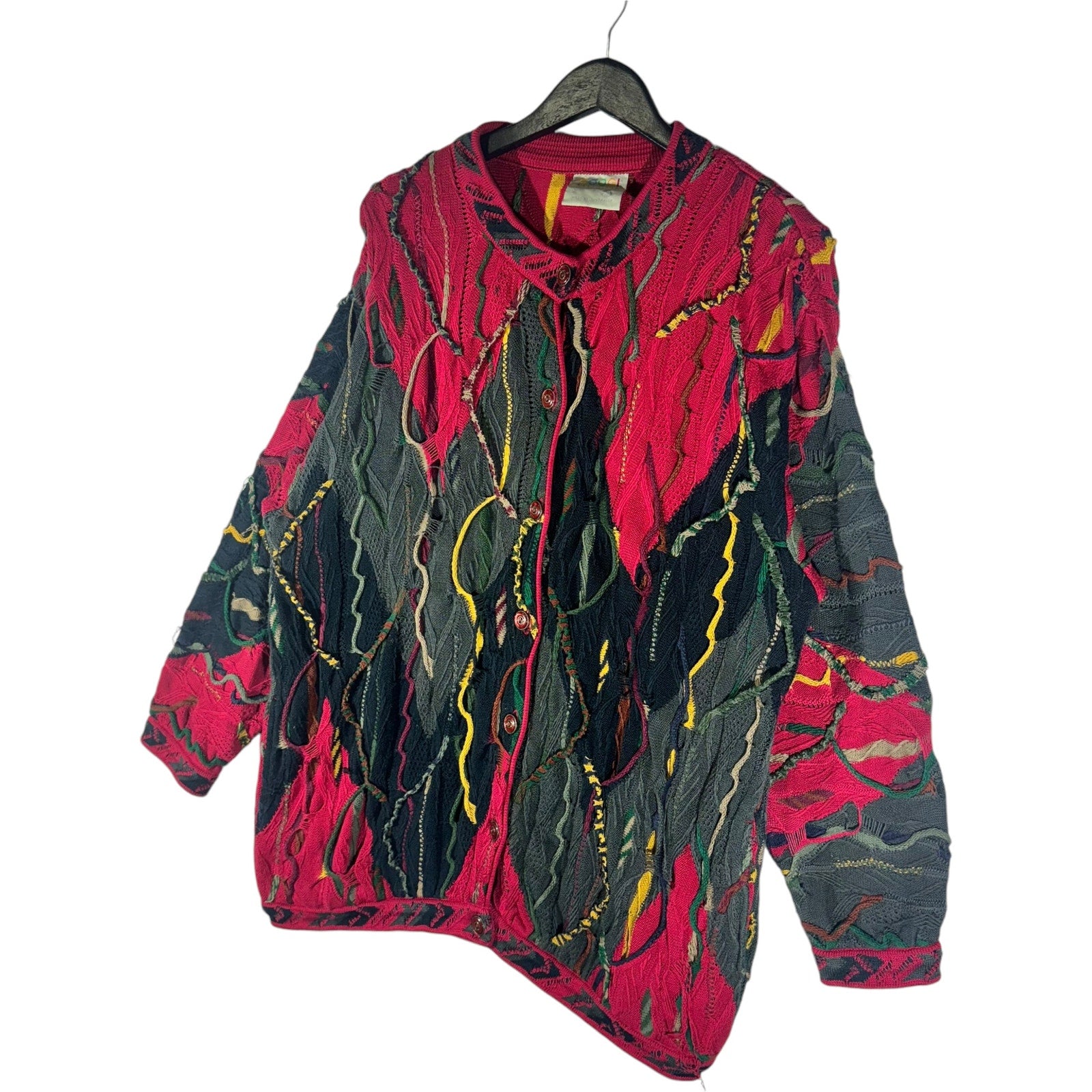 Vintage Coogi 3D Knit Cardigan Sweater - M / Red / Coogi