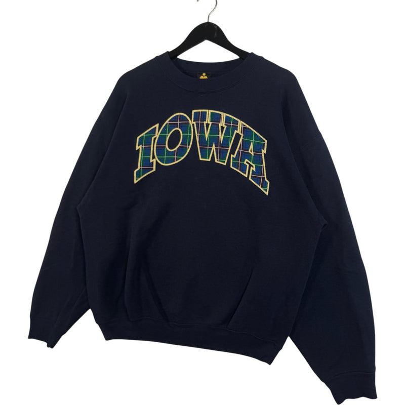 Vintage University Of Iowa Plaid Letter Spellout Crewneck