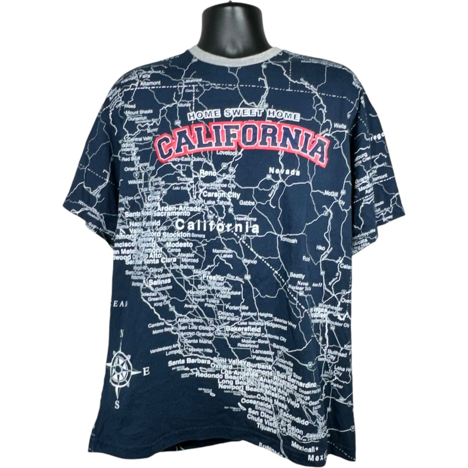 Vintage State Of California AOP Map Short Sleeve Tee