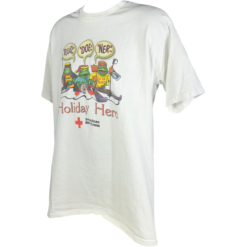 Vintage Red Cross "Blud. Doe. Ner." Budweiser Parody Tee 90s