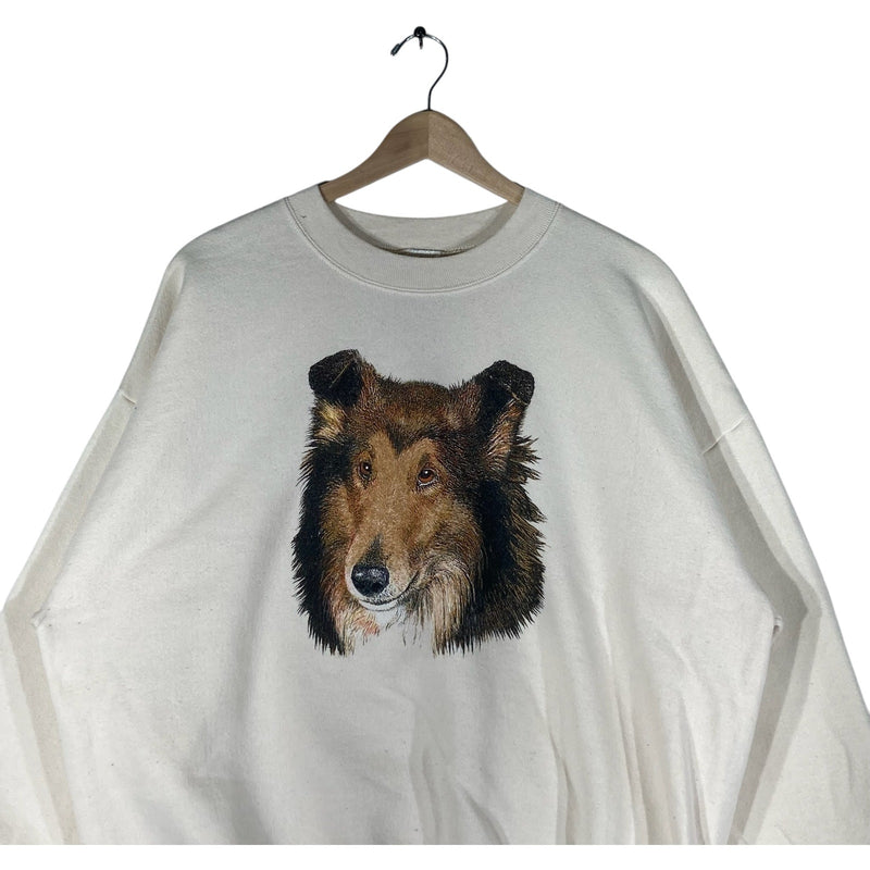 Vintage Big Face Rough Collie Dog Crewneck