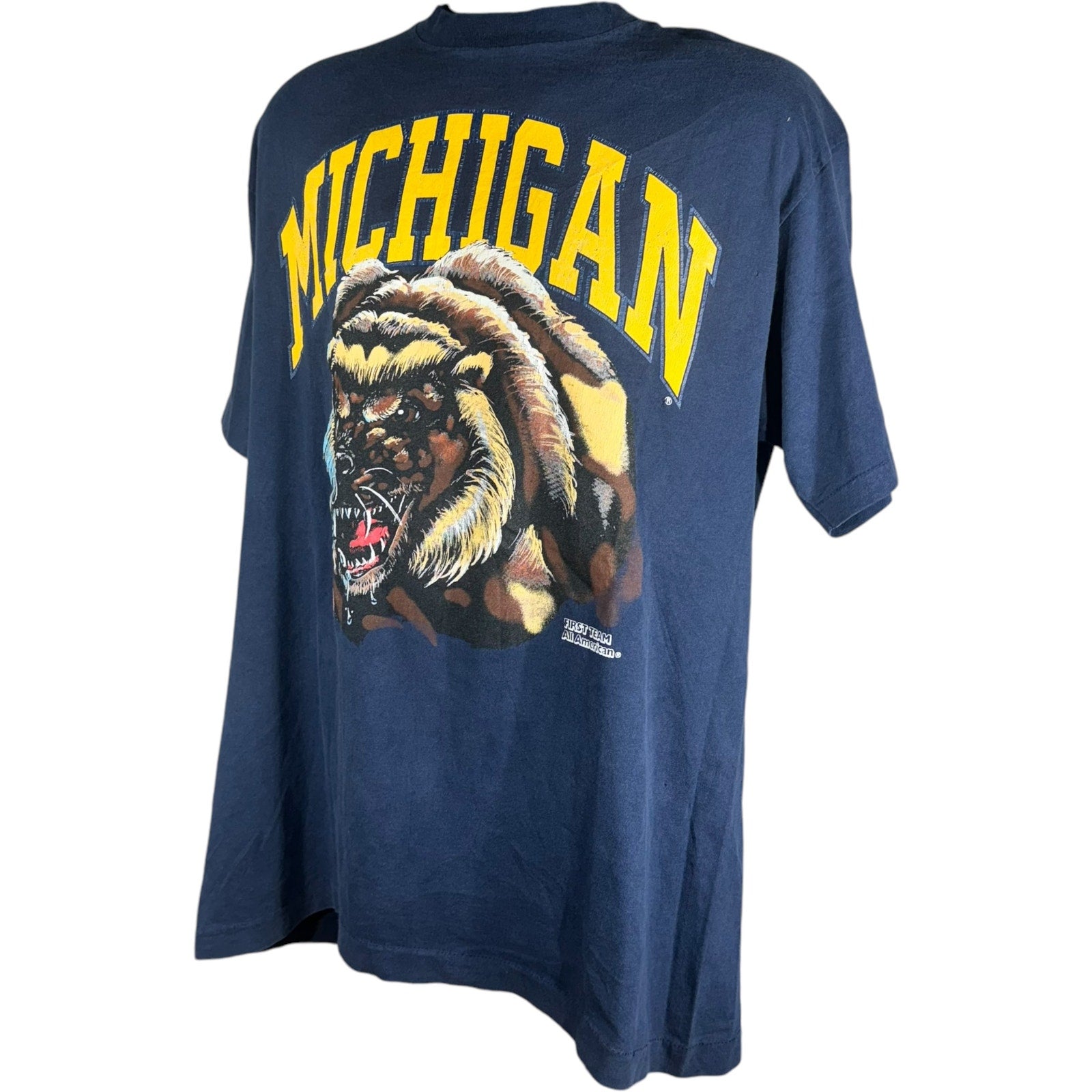 Vintage Michigan Wolverines Big Print Mascot Tee 90s