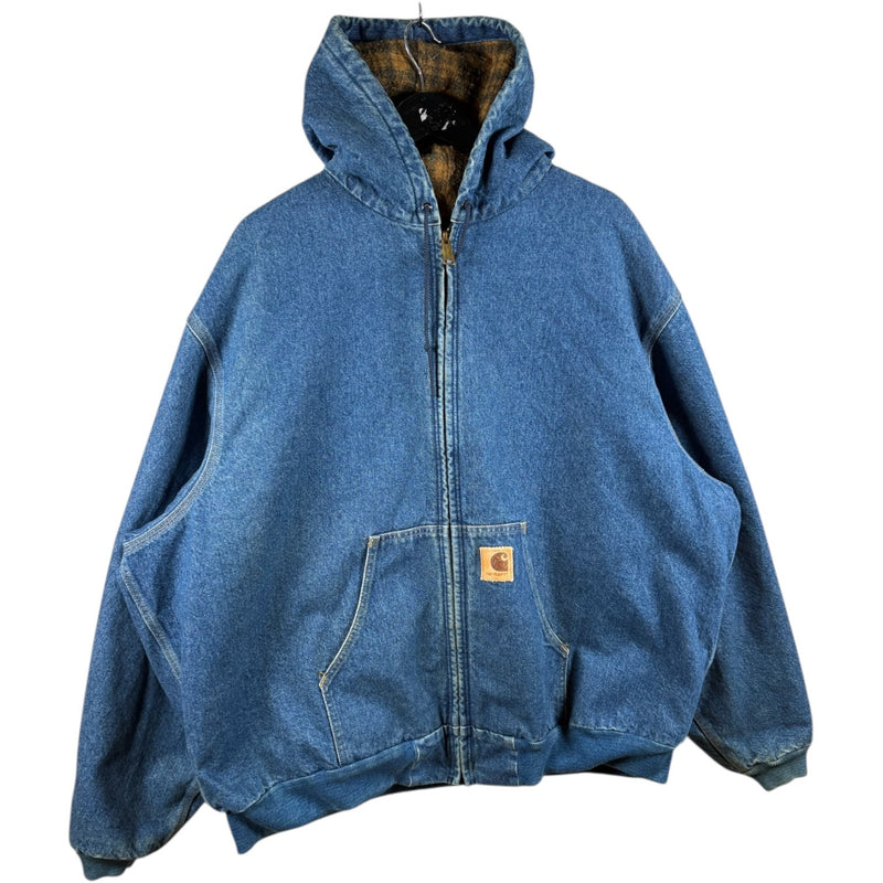 Vintage Carhartt Full Zip Hooded Denim Workwear Jacket