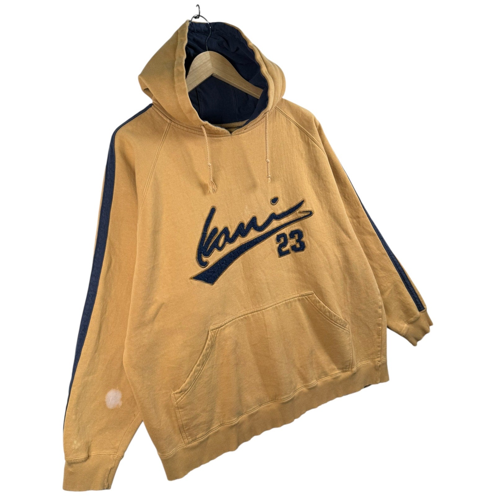 Vintage Kani 23 Embroidered Sleeve Stripes Pullover Hoodie