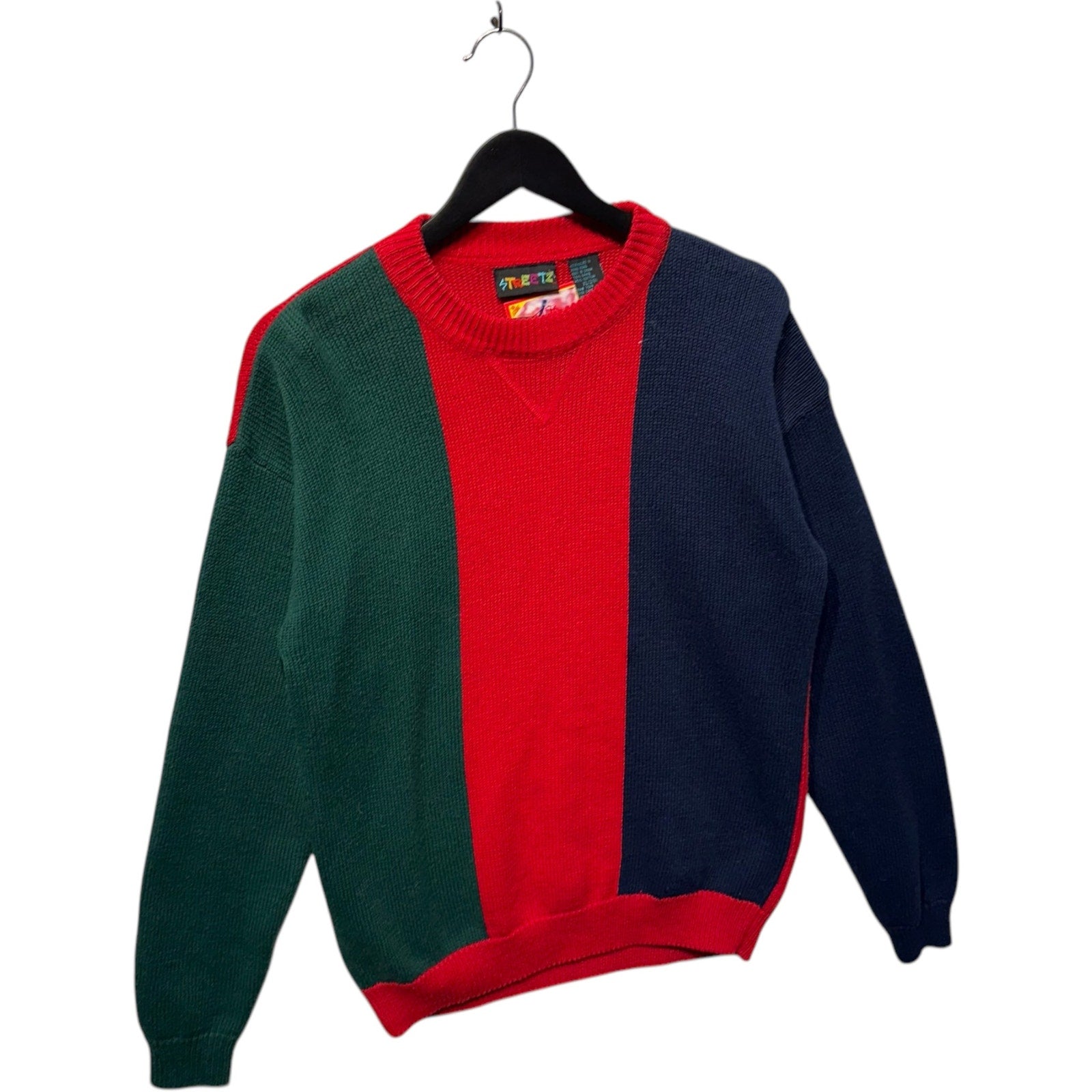 Vintage Color Block Knit Pullover Sweater