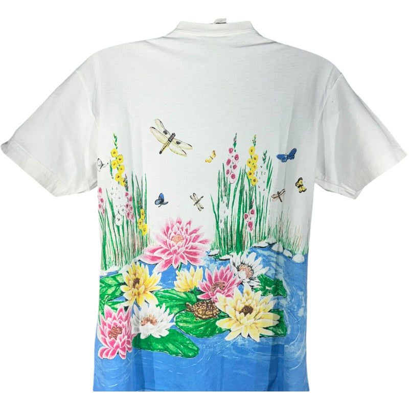 Vintage Water Color Pond Nature AOP Tee 90s