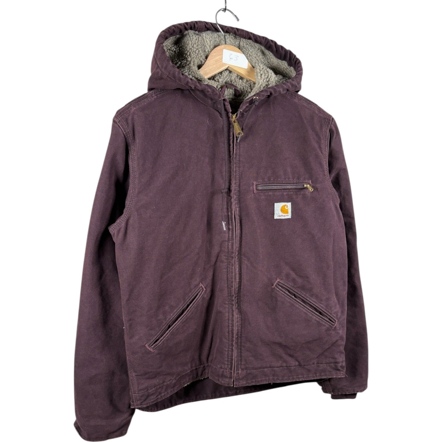 Vintage Carhartt Sherpa Lined Full Zip Hooded Workwear Jacket