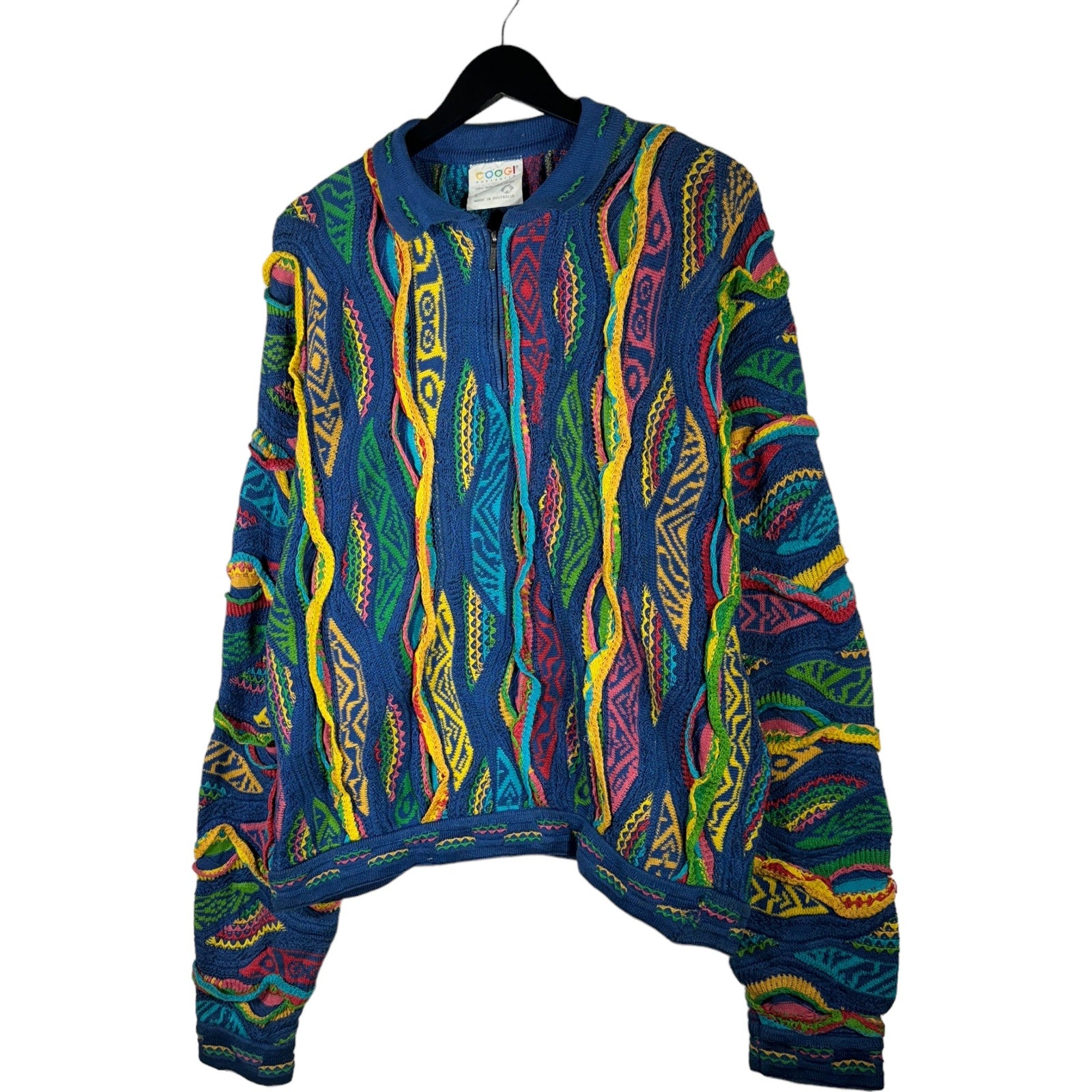 Store Vintage coogi quarter zip 3d knit sweater