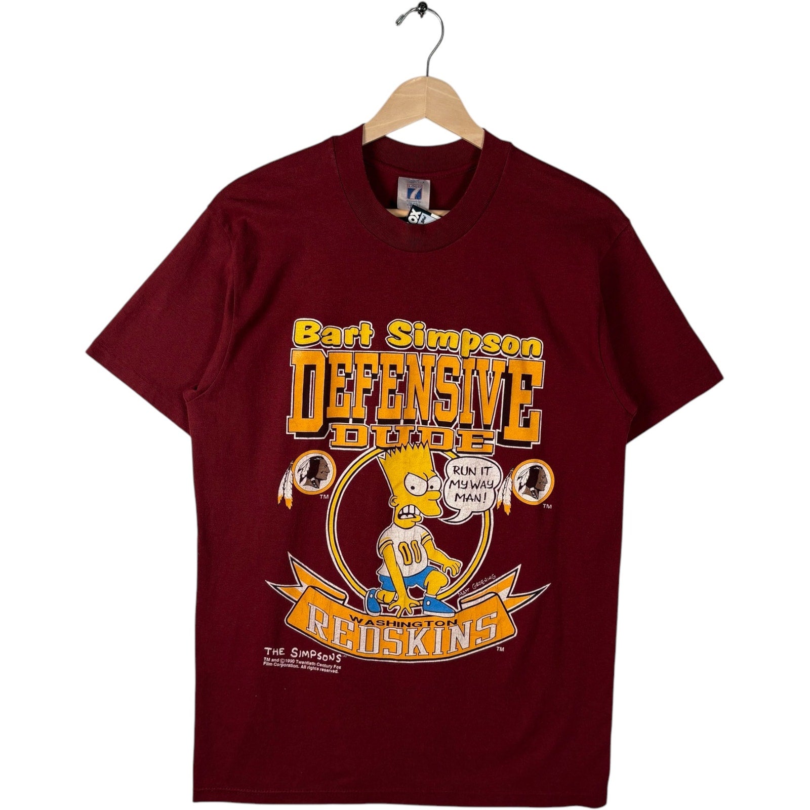 Vintage Logo 7 Washington Redskins Bart Simpson "Offensive Dude" NFL Tee