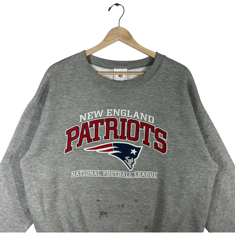 Vintage New England Patriots Arch Spellout Logo NFL Crewneck