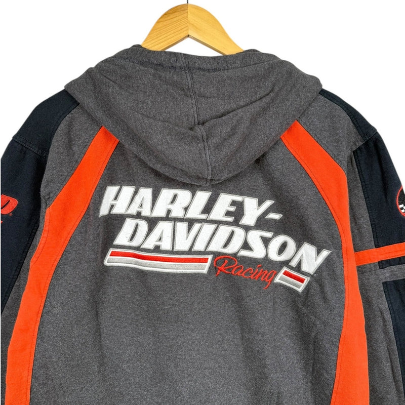 Vintage Harley Davidson Racing Colorblock Full Zip Hoodie