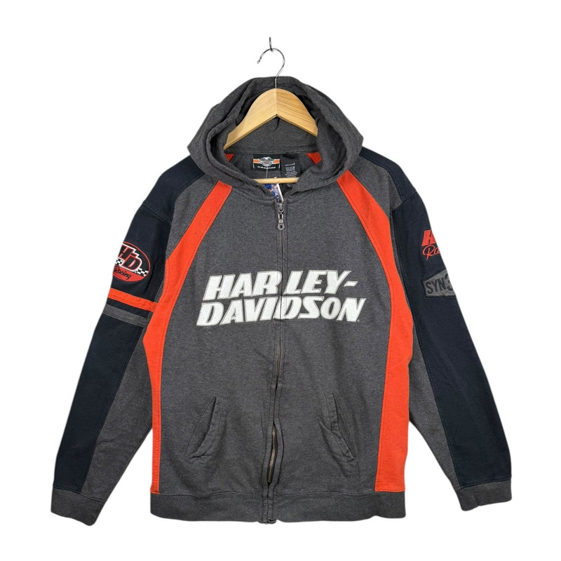 Vintage Harley Davidson Racing Colorblock Full Zip Hoodie