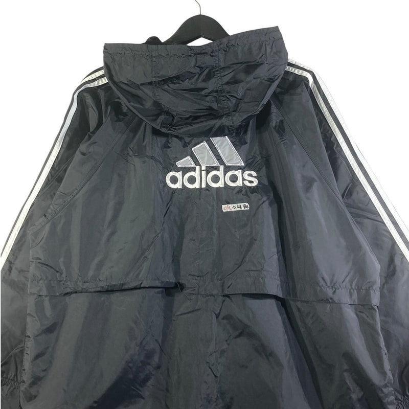 Vintage Adidas 3 Stripes Hooded Full Zip Windbreaker