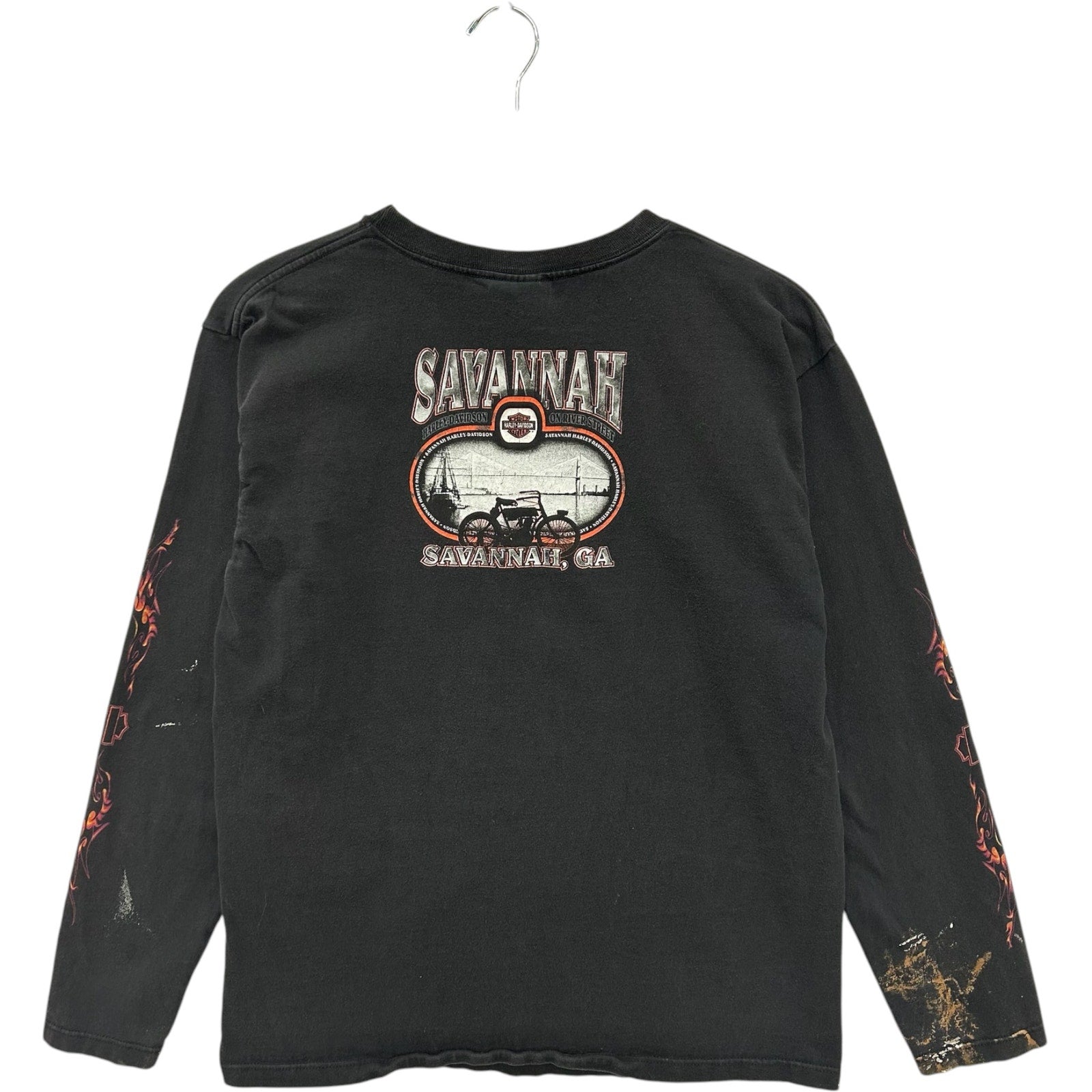 Vintage Harley Flames Logo Savannah, GA Davidson Long Sleeve